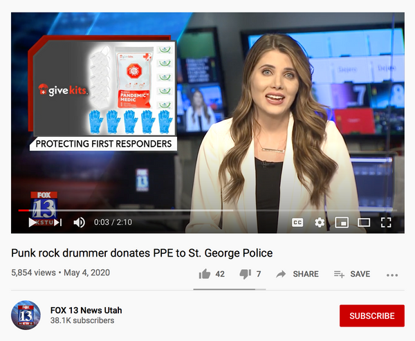 Fox 13 News Utah reports on recent donation to St. George, Utah First Responders